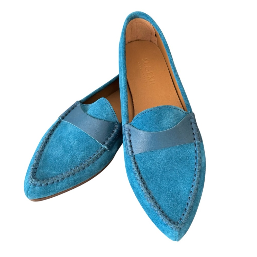 🆕 M. Gemi Pointed Toe Blue Suede Loafers Flats Women’s
